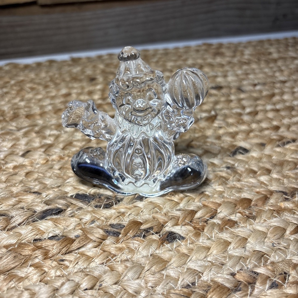 VTG Princess House 24% Lead Crystal #841 ROCKING CLANCY CLOWN 3" Tall X 3" Wide